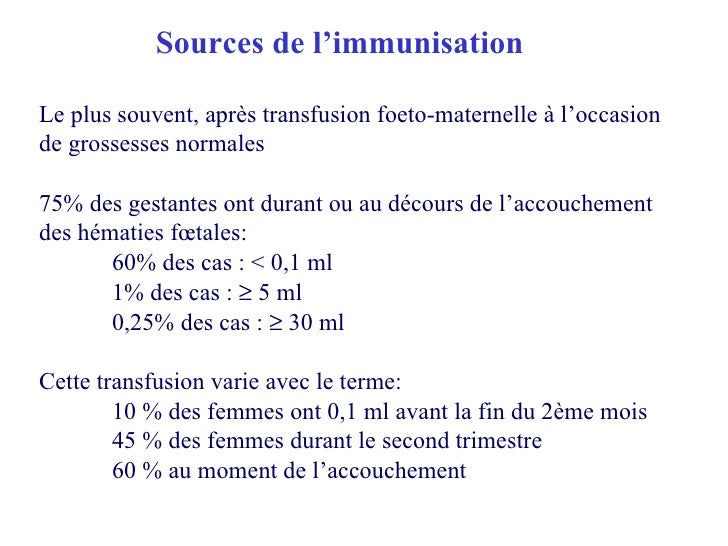 immunisation foeto maternelle